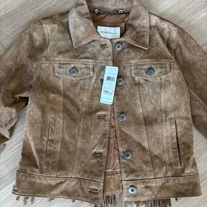 Bcbg suede jacket with fringe